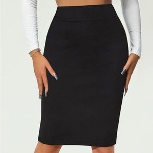 New black stretchy pencil skirt knee-length